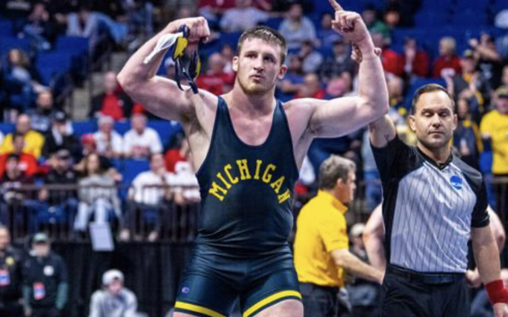 Mason Parris celebrating NCAA Championship